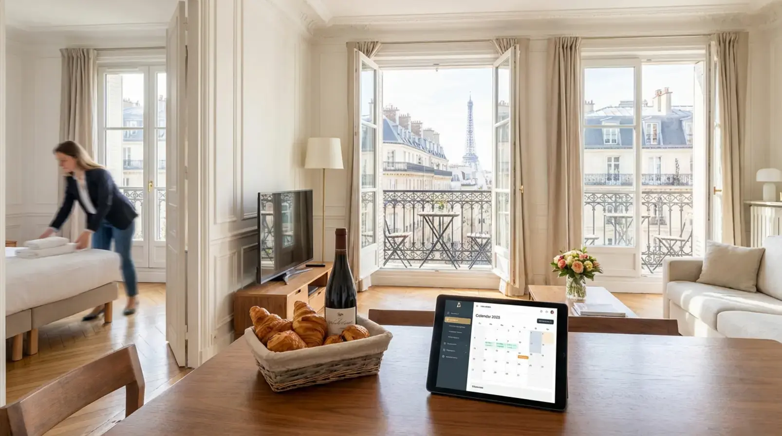 Entrée d’immeuble parisien avec boîtes aux lettres et clés de location courte durée, conciergerie Airbnb Paris