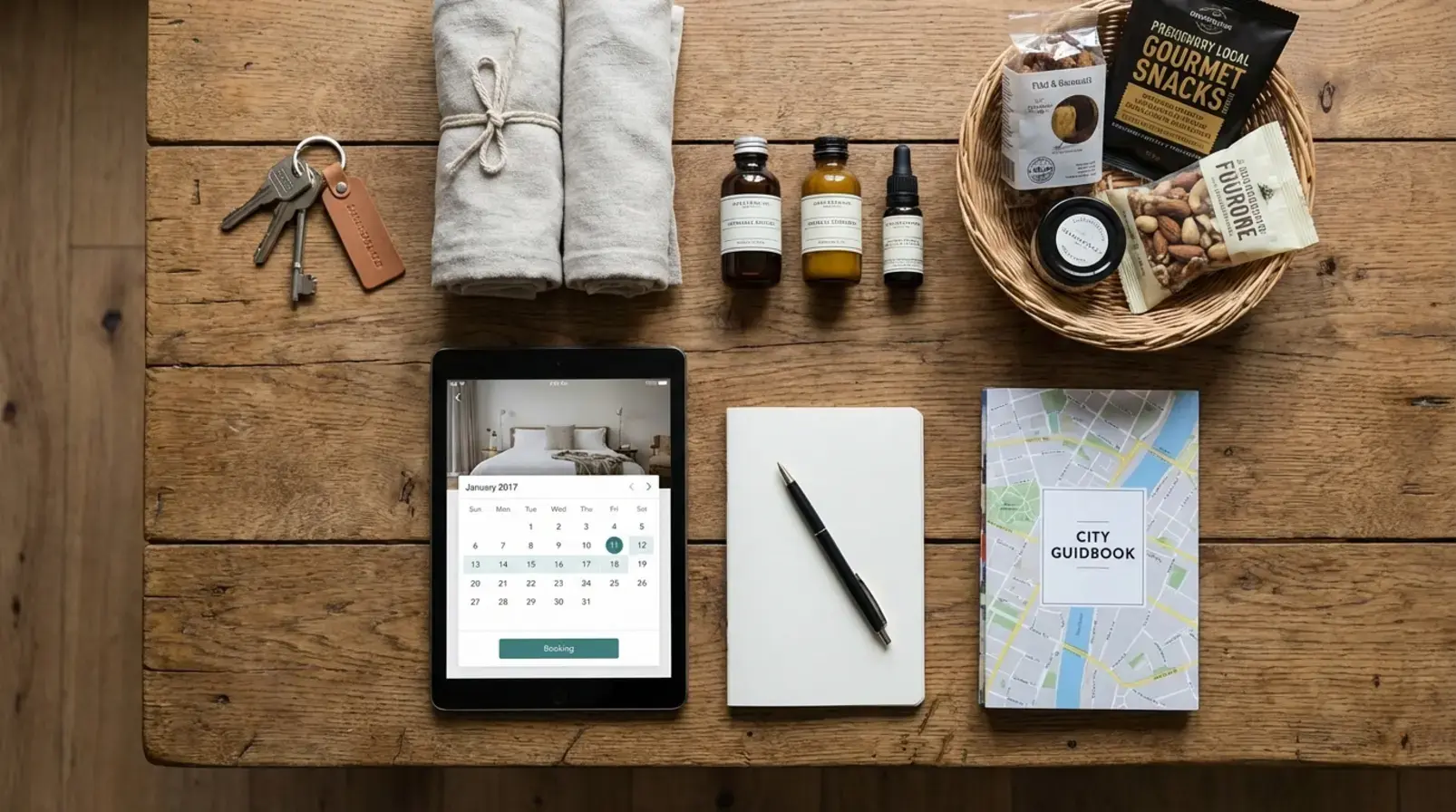 Kit opérationnel de conciergerie Airbnb : clés, linge et matériel de ménage prêt pour un check-in