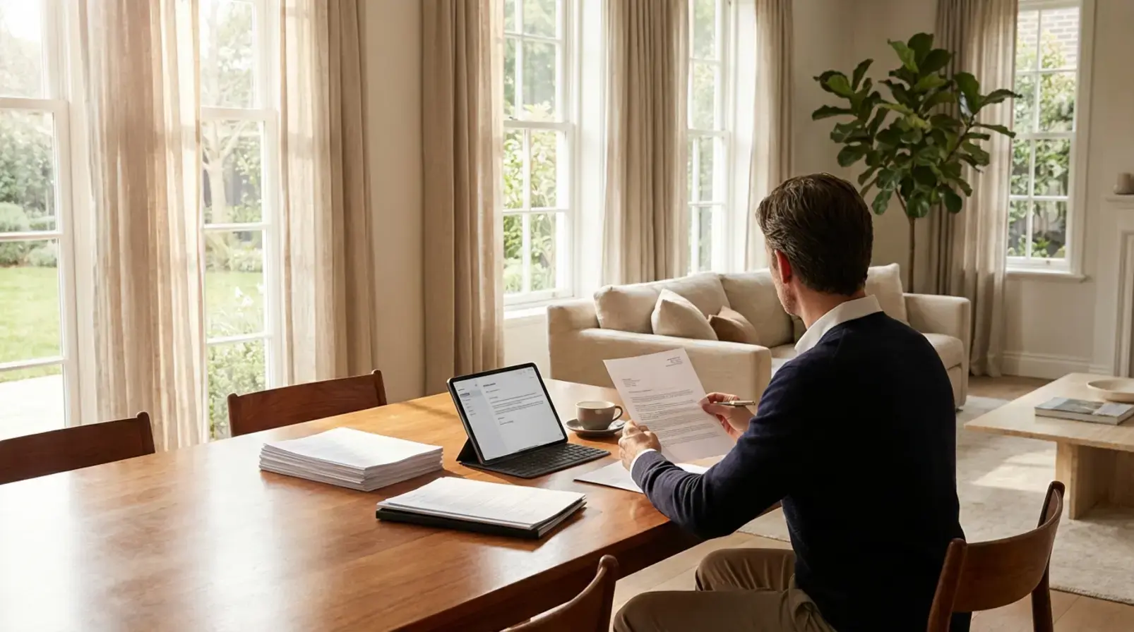 Modèle d’autorisation de sous-location imprimé sur un bureau avec stylo et enveloppe