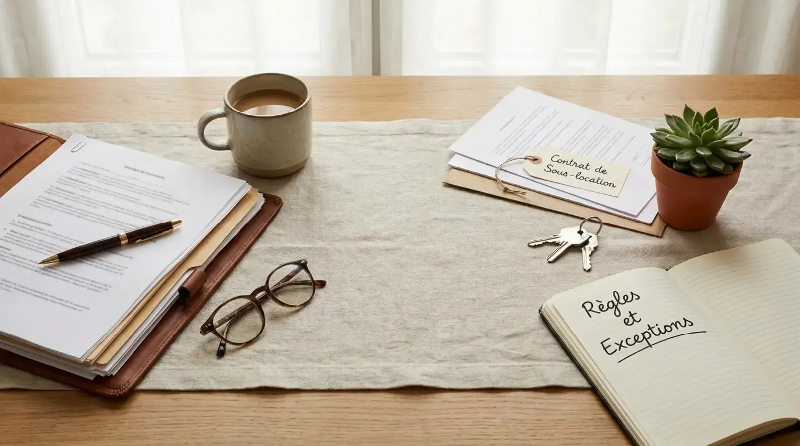 Autorisation écrite du propriétaire pour sous-louer, avec copie du bail et enveloppe prête à être envoyée